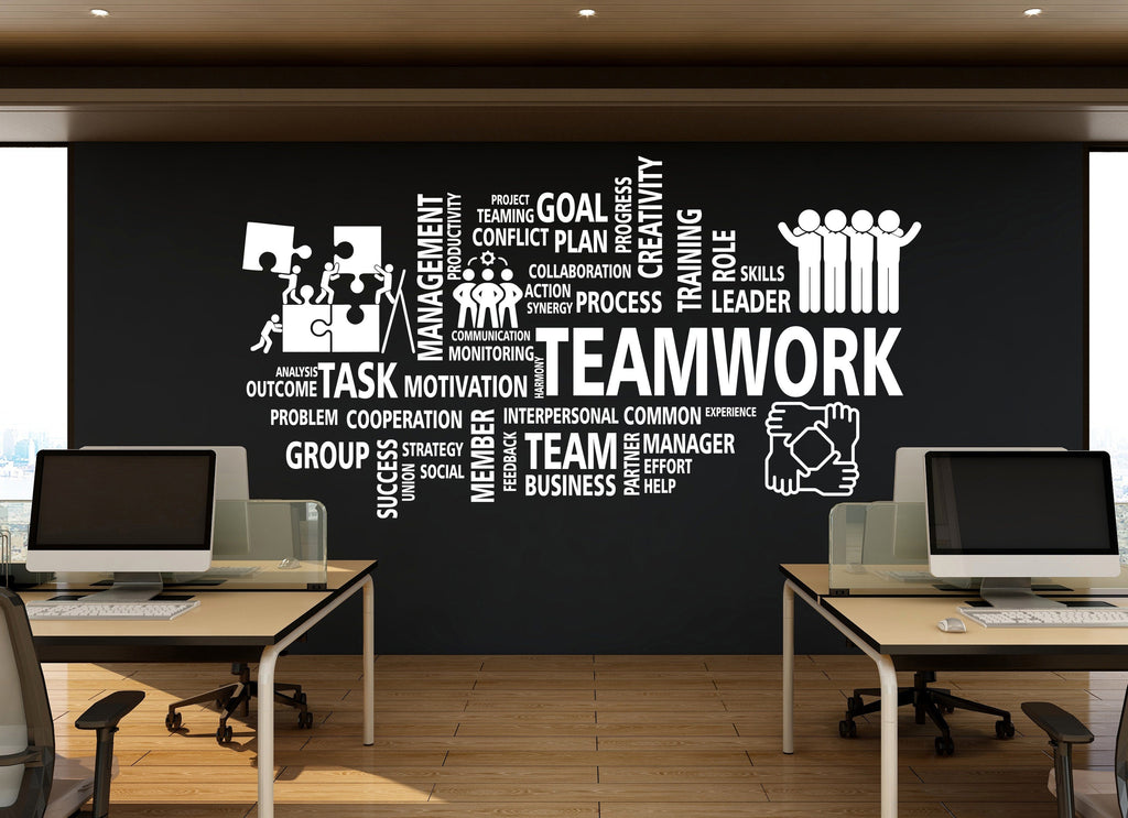 Teamwork Office Wall Decal, Office Wall Decor Idea Business Worker Inspire Office Decoration Motivation Stickers Gift 079RS