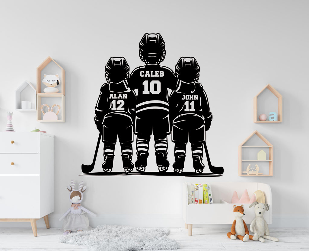 Brother Hockey wall decor, Custom Wall Decal Sport Vinyl, Hockey stickers, Boys Passion, Hockey Wall Art, Wall Stickers, Kids Room 1095RS