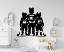 Load image into Gallery viewer, Brother Hockey wall decor, Custom Wall Decal Sport Vinyl, Hockey stickers, Boys Passion, Hockey Wall Art, Wall Stickers, Kids Room 1095RS