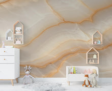Load image into Gallery viewer, Luxury White Onyx Marble Wallpaper, Cream Beige Stone Texture Wall Art, Elegant Neutral Marble Mural, Modern Wall Decor