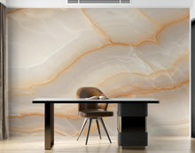 Load image into Gallery viewer, Luxury White Onyx Marble Wallpaper, Cream Beige Stone Texture Wall Art, Elegant Neutral Marble Mural, Modern Wall Decor