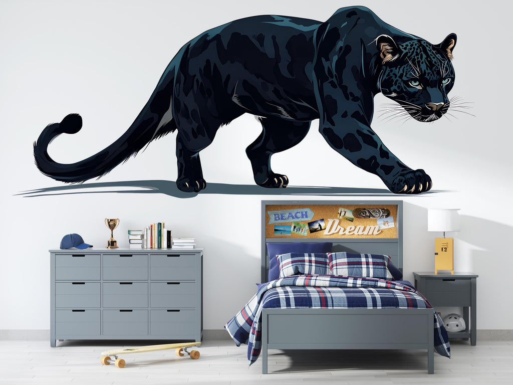 Black Panther Wall Decal Animal Wall Sticker Jungle Wall Art Modern Bedroom Decor Large Vinyl Wall Sticker Removable, 203gm