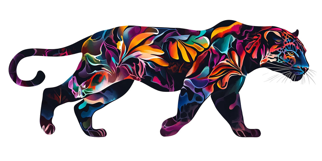Colorful Panther Wall Decal Abstract Animal Wall Art Modern Wall Sticker Jungle Decor Large Vinyl Wall Sticker Bedroom, 204gm