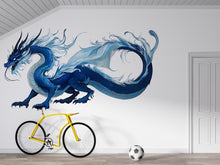 Load image into Gallery viewer, Blue Dragon Wall Decal Fantasy Wall Sticker Dragon Wall Art Kids Room Decor Large Vinyl Wall Sticker Nursery Decor, 205gm