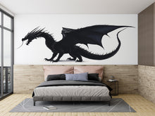 Load image into Gallery viewer, Black Dragon Wall Decal Fantasy Wall Art Dragon Wall Sticker Gothic Room Decor Large Vinyl Wall Sticker Bedroom, 206gm
