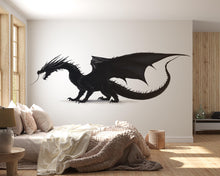 Load image into Gallery viewer, Black Dragon Wall Decal Fantasy Wall Art Dragon Wall Sticker Gothic Room Decor Large Vinyl Wall Sticker Bedroom, 206gm