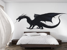 Load image into Gallery viewer, Black Dragon Wall Decal Fantasy Wall Art Dragon Wall Sticker Gothic Room Decor Large Vinyl Wall Sticker Bedroom, 206gm