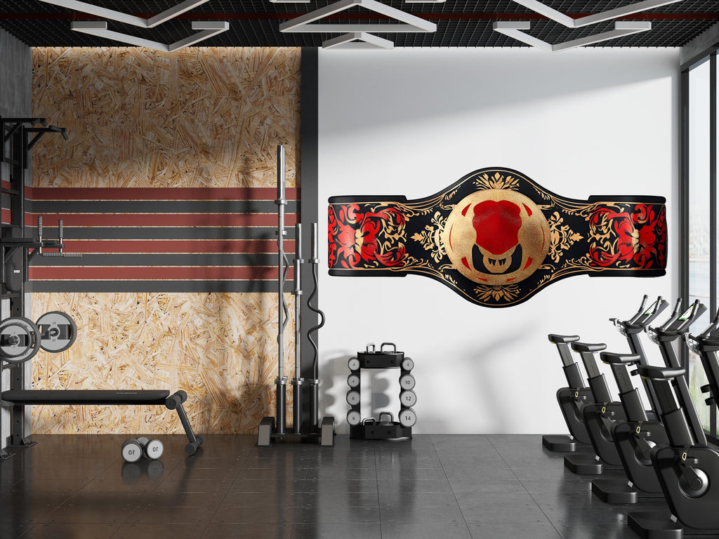 Championship Belt Wall Decal Boxing Wall Art Gym Decor Sports Wall Sticker Man Cave Decor Large Vinyl Wall Sticker, 212gm