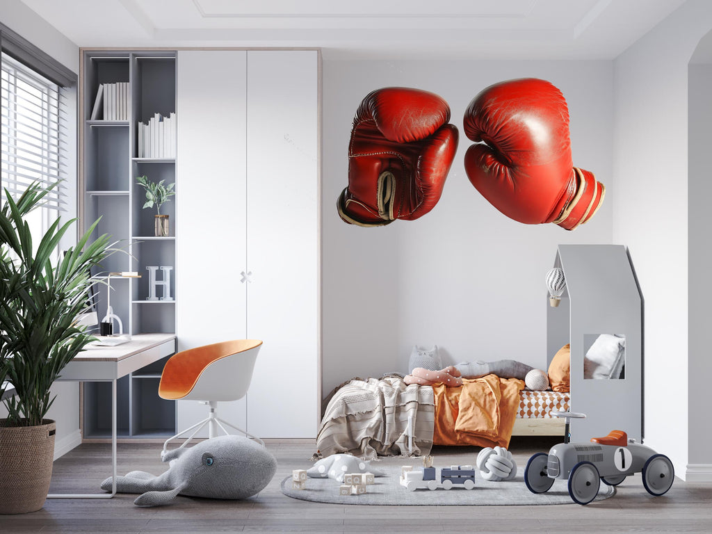 Boxing Gloves Wall Decal Gym Wall Art Boxing Wall Sticker Sports Decor Man Cave Decor Large Vinyl Wall Sticker, 213gm