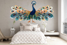 Load image into Gallery viewer, Peacock Wall Decal Colorful Bird Wall Art Boho Wall Decor Large Wall Sticker Bedroom Decor Vinyl Wall Decal, 214gm