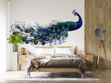 Load image into Gallery viewer, Blue Peacock Wall Decal Modern Bird Wall Art Boho Wall Decor Large Wall Sticker Bedroom Decor Vinyl Wall Decal, 215gm