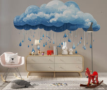 Load image into Gallery viewer, Rain Cloud Wall Decal Nursery Wall Decor Baby Room Wall Sticker Cloud Wall Art Kids Room Decor Large Vinyl Sticker, 216gm