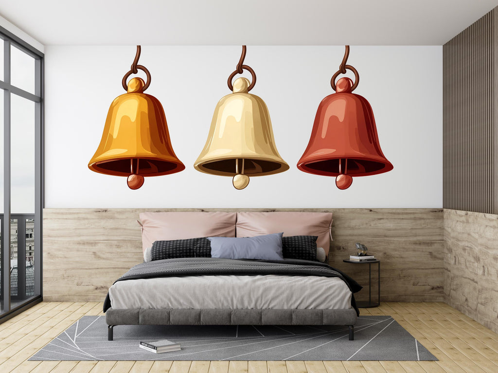 Bells Wall Decal Minimalist Wall Art Kids Room Decor Modern Wall Sticker Nursery Decor Large Vinyl Wall Decal, 219gm