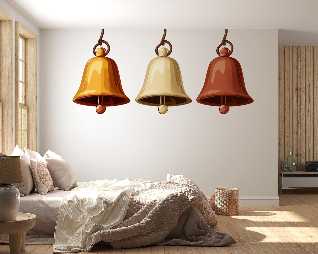 Bells Wall Decal Minimalist Wall Art Kids Room Decor Modern Wall Sticker Nursery Decor Large Vinyl Wall Decal, 219gm