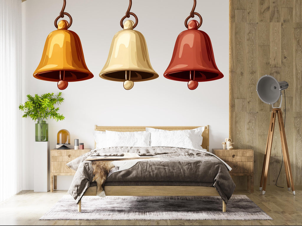 Bells Wall Decal Minimalist Wall Art Kids Room Decor Modern Wall Sticker Nursery Decor Large Vinyl Wall Decal, 219gm