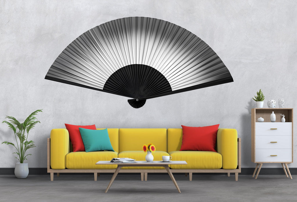 Black White Fan Wall Decal Minimalist Wall Art Japanese Fan Wall Sticker Modern Wall Decor Removable Vinyl, 224gm