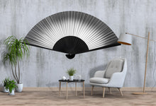 Load image into Gallery viewer, Black White Fan Wall Decal Minimalist Wall Art Japanese Fan Wall Sticker Modern Wall Decor Removable Vinyl, 224gm