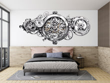 Load image into Gallery viewer, Mechanical Gear Wall Decal Industrial Wall Art Watch Mechanism Wall Sticker Modern Steampunk Decor Vinyl, 228gm