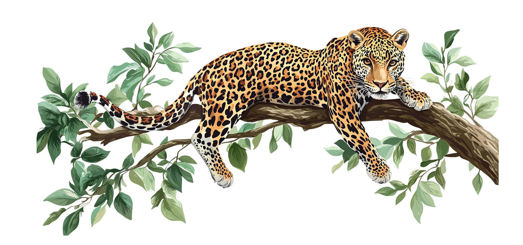 Leopard Wall Decal Jungle Wall Sticker Safari Animal Wall Art Big Cat Wall Decor Living Room Wall Sticker, 231gm