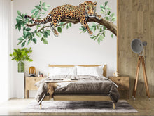Load image into Gallery viewer, Leopard Wall Decal Jungle Wall Sticker Safari Animal Wall Art Big Cat Wall Decor Living Room Wall Sticker, 231gm