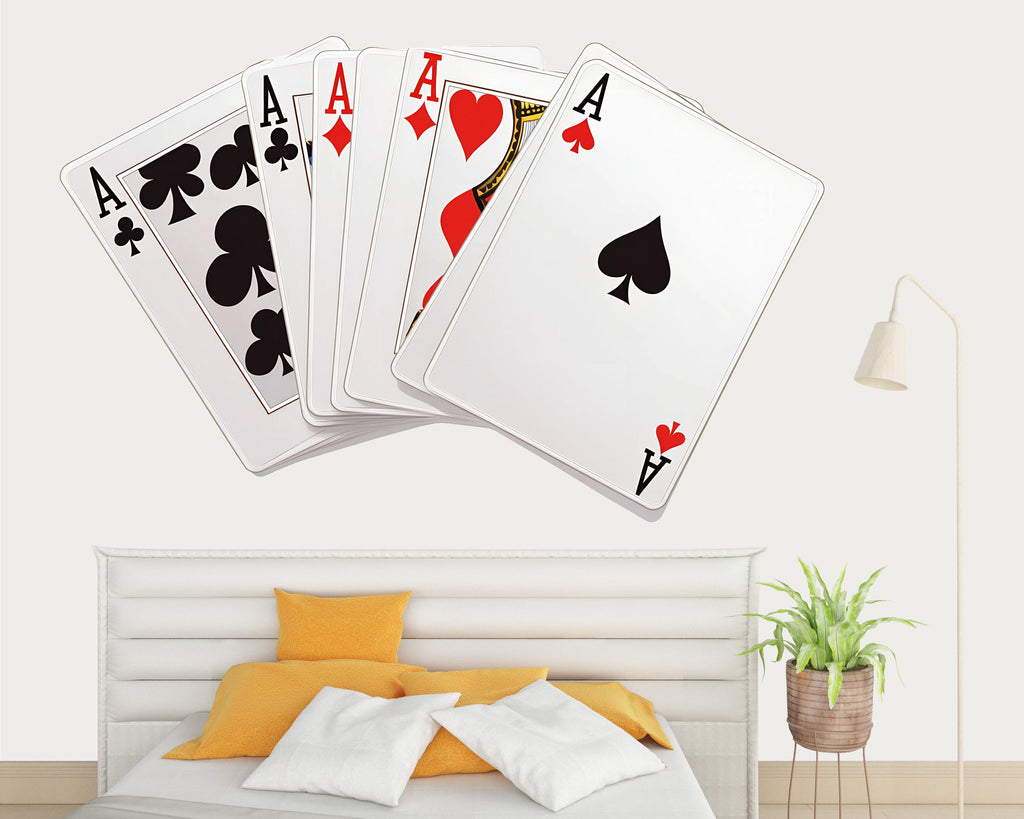 Playing Cards Wall Decal Poker Wall Art Casino Wall Sticker Ace Cards Wall Decor Gambling Room Decor Game Room Wall Art, 235gm
