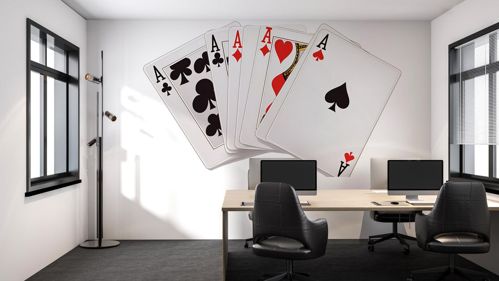 Playing Cards Wall Decal Poker Wall Art Casino Wall Sticker Ace Cards Wall Decor Gambling Room Decor Game Room Wall Art, 235gm