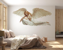 Load image into Gallery viewer, Angel Wall Decal, Guardian Angel Wall Sticker, Ethereal Woman Wings Art, Spiritual Wall Decor, Large Wall Decals, Removable Vinyl, 238gm