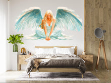Load image into Gallery viewer, Angel Wall Decal, Large Angel Wings Wall Sticker, Spiritual Bedroom Decor, Guardian Angel Art, Wall Decals, Removable Vinyl, 239gm