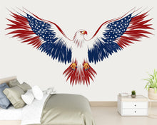 Load image into Gallery viewer, American Eagle Wall Decal, Patriotic Wall Sticker USA Flag Wings, Bald Eagle Wall Art, Independence Day Decor, Large Wall Decal Vinyl, 243gm