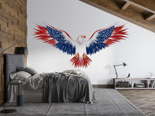 Load image into Gallery viewer, American Eagle Wall Decal, Patriotic Wall Sticker USA Flag Wings, Bald Eagle Wall Art, Independence Day Decor, Large Wall Decal Vinyl, 243gm