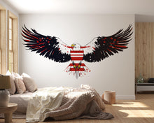 Load image into Gallery viewer, American Eagle Wall Decal, USA Flag Eagle Wall Sticker, Patriotic Wall Decor, Bald Eagle Wall Art, Large Independence Day Vinyl Decal, 244gm