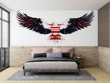 Load image into Gallery viewer, American Eagle Wall Decal, USA Flag Eagle Wall Sticker, Patriotic Wall Decor, Bald Eagle Wall Art, Large Independence Day Vinyl Decal, 244gm