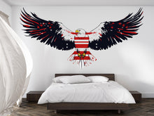 Load image into Gallery viewer, American Eagle Wall Decal, USA Flag Eagle Wall Sticker, Patriotic Wall Decor, Bald Eagle Wall Art, Large Independence Day Vinyl Decal, 244gm