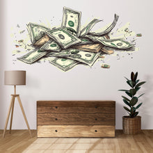 Load image into Gallery viewer, Money Wall Decal, Dollar Bills Wall Sticker, Cash Wall Art, Hustle Room Decor, Office Wall Decals, Motivation Art, Removable Vinyl, 245gm