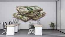 Load image into Gallery viewer, Money Stack Wall Decal, Dollar Bills Wall Sticker, Cash Stack Wall Art, Office Wall Decor, Hustle Motivation Decor, Vinyl Wall Decals, 246gm