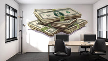 Load image into Gallery viewer, Money Stack Wall Decal, Dollar Bills Wall Sticker, Cash Stack Wall Art, Office Wall Decor, Hustle Motivation Decor, Vinyl Wall Decals, 246gm