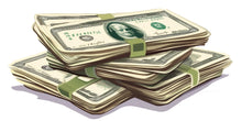 Load image into Gallery viewer, Money Stack Wall Decal, Dollar Bills Wall Sticker, Cash Stack Wall Art, Office Wall Decor, Hustle Motivation Decor, Vinyl Wall Decals, 246gm