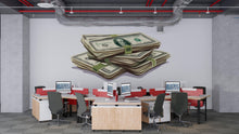 Load image into Gallery viewer, Money Stack Wall Decal, Dollar Bills Wall Sticker, Cash Stack Wall Art, Office Wall Decor, Hustle Motivation Decor, Vinyl Wall Decals, 246gm