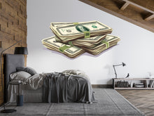 Load image into Gallery viewer, Money Stack Wall Decal, Dollar Bills Wall Sticker, Cash Stack Wall Art, Office Wall Decor, Hustle Motivation Decor, Vinyl Wall Decals, 246gm