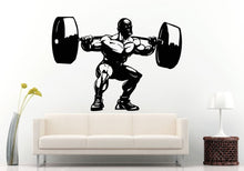 Load image into Gallery viewer, Man Working Out Doing Squads Gym Training Fitness Bodybuilding Wight Lifting Logo Emblem Sign Wall Decal Vinyl Sticker Mural Room Decor L610