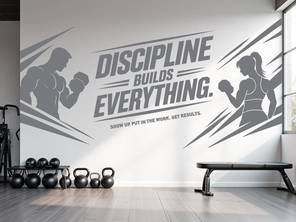 Discipline Builds Everything Gym Wall Decal, Inspirational Words, Couple Gym Decal, Fitness Collage, Gym Wall Art Motivational Art 1100RS