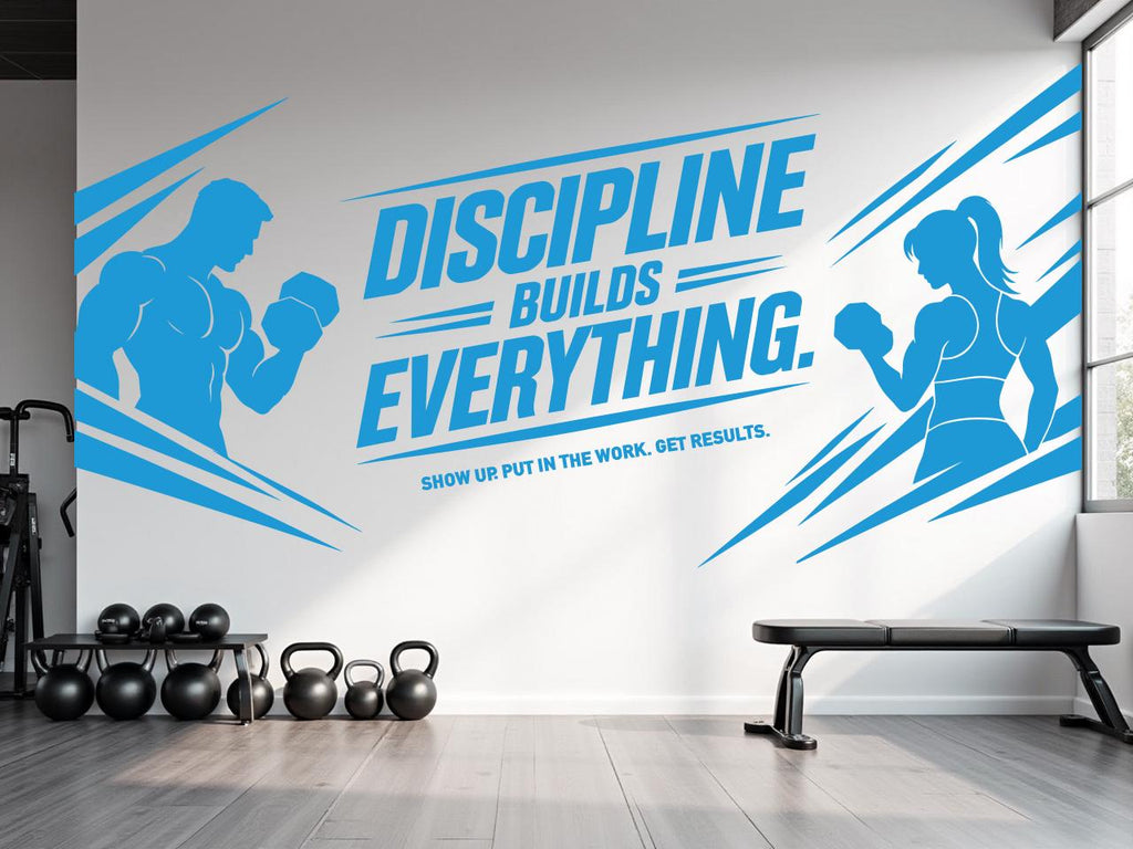Discipline Builds Everything Gym Wall Decal, Inspirational Words, Couple Gym Decal, Fitness Collage, Gym Wall Art Motivational Art 1100RS