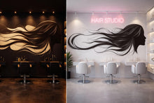 Load image into Gallery viewer, Hair Salon Wall Decal Woman Silhouette Hair Wall Sticker Beauty Wall Art Salon Decor Lash Studio Spa Wall Decor Vinyl Decal