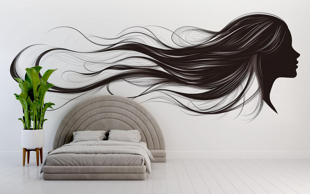 Hair Salon Wall Decal Woman Silhouette Hair Wall Sticker Beauty Wall Art Salon Decor Lash Studio Spa Wall Decor Vinyl Decal