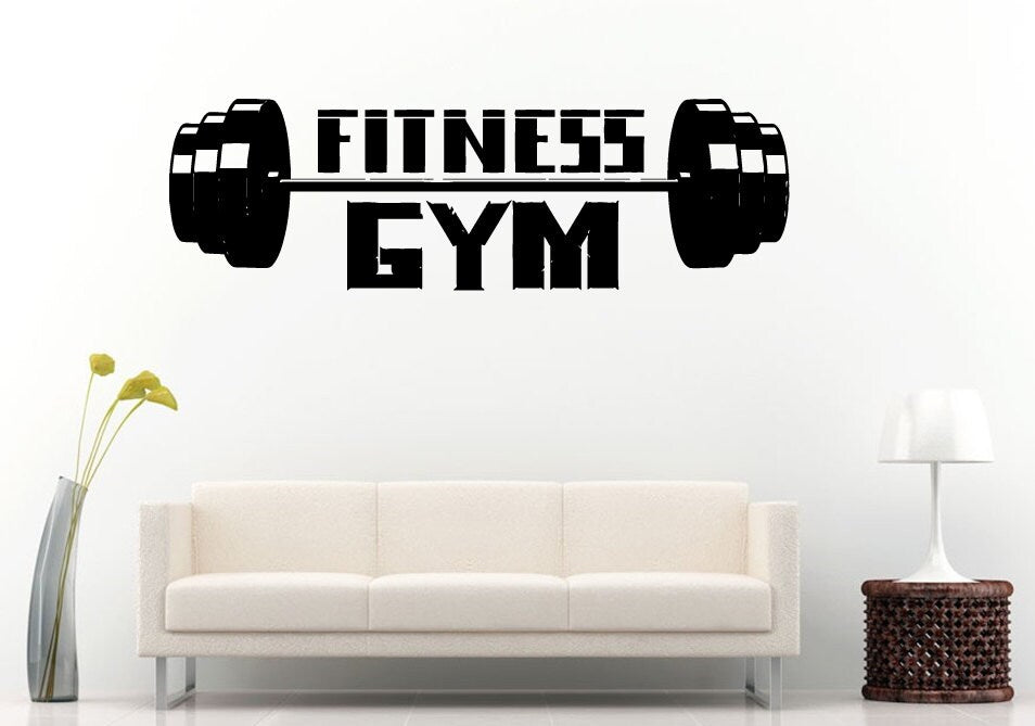 Gym Training Fitness Bodybuilding Wight Lifting Logo Emblem Sign Wall Decal Vinyl Sticker Mural Room Decor L602