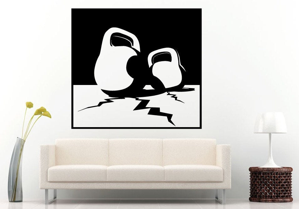 Gym Weights Ground Crack Training Fitness Bodybuilding Wight Lifting Logo Emblem Sign Wall Decal Vinyl Sticker Mural Room Decor L611
