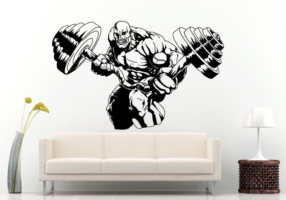 Crazy Gym Rat Power Weights Training Fitness Bodybuilding Wight Lifting Logo Emblem Sign Wall Decal Vinyl Sticker Mural Room Decor L612
