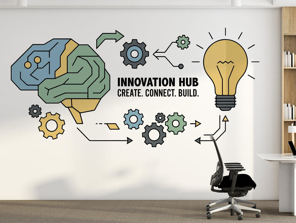 Innovation Hub Decal, Office Wall Decal, Tech Office Decor, Business wall Art 393DE