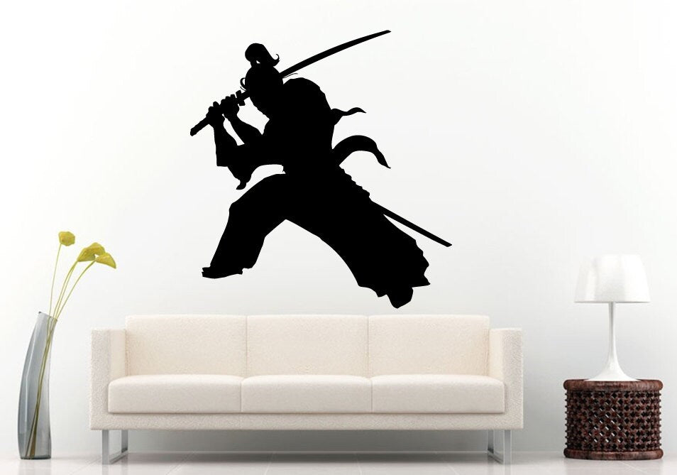 Samurai Ancient History Japanese Warrior With A Sword Wall Decal Vinyl Sticker Mural Room Decor L623