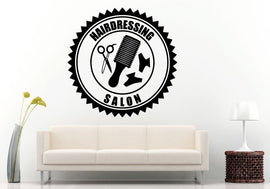 Spa Hair Nail Massage Salon Hairdressing Salon Logo Sign Emblem With Tools Wall Decal Vinyl Sticker Mural Room Decor L615